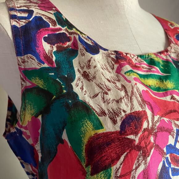 Silk Land Hot Pink Floral Sleeveless Blouse Top. Size Small. EUC. - Picture 3 of 4